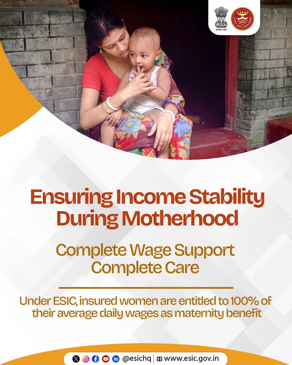 Esicokhla1's tweet photo. Know Your ESIC Benefits!
ESIC is more than just medical treatment. It provides a wide range of social security benefits like medical, maternity, sickness and many more to insured persons and their families.
#ESIC #ESICBenefits #IPWelfare #Socialsecurity https://t.co/NUNgleTKCD