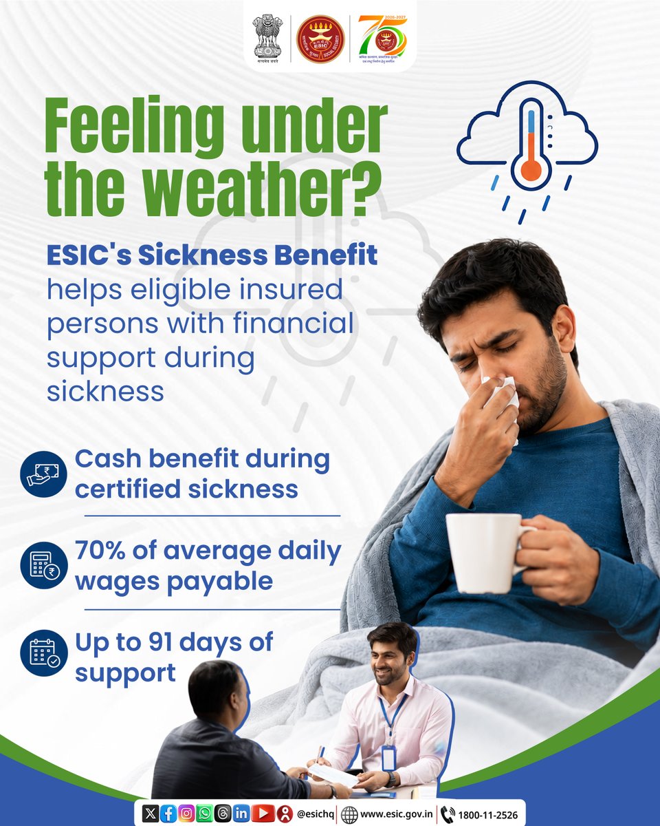 Esicokhla1's tweet photo. Know Your ESIC Benefits!
ESIC is more than just medical treatment. It provides a wide range of social security benefits like medical, maternity, sickness and many more to insured persons and their families.
#ESIC #ESICBenefits #IPWelfare #Socialsecurity https://t.co/NUNgleTKCD