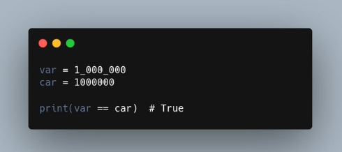 Apurve_Karanwal's tweet photo. Python fun fact #1
In Python, underscores ( _ ) can be used inside numeric literals to make them more readable, especially for large numbers.
They do not affect the value. Follow for more facts such facts!!
#pythontips #python #pythontricks https://t.co/QQ9neuZsjG