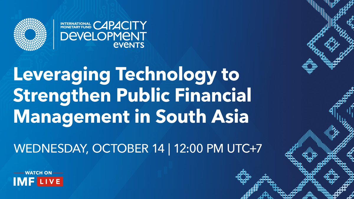 imfcapdev's tweet photo. STARTING NOW: Capacity Development Talk | Leveraging Technology to Strengthen Public Financial Management in South Asia. With speakers from India, Sri Lanka, and the IMF. Join us in Bangkok in room G-09 or watch live: https://t.co/8ohnV8o36B https://t.co/8pP0bWSudv