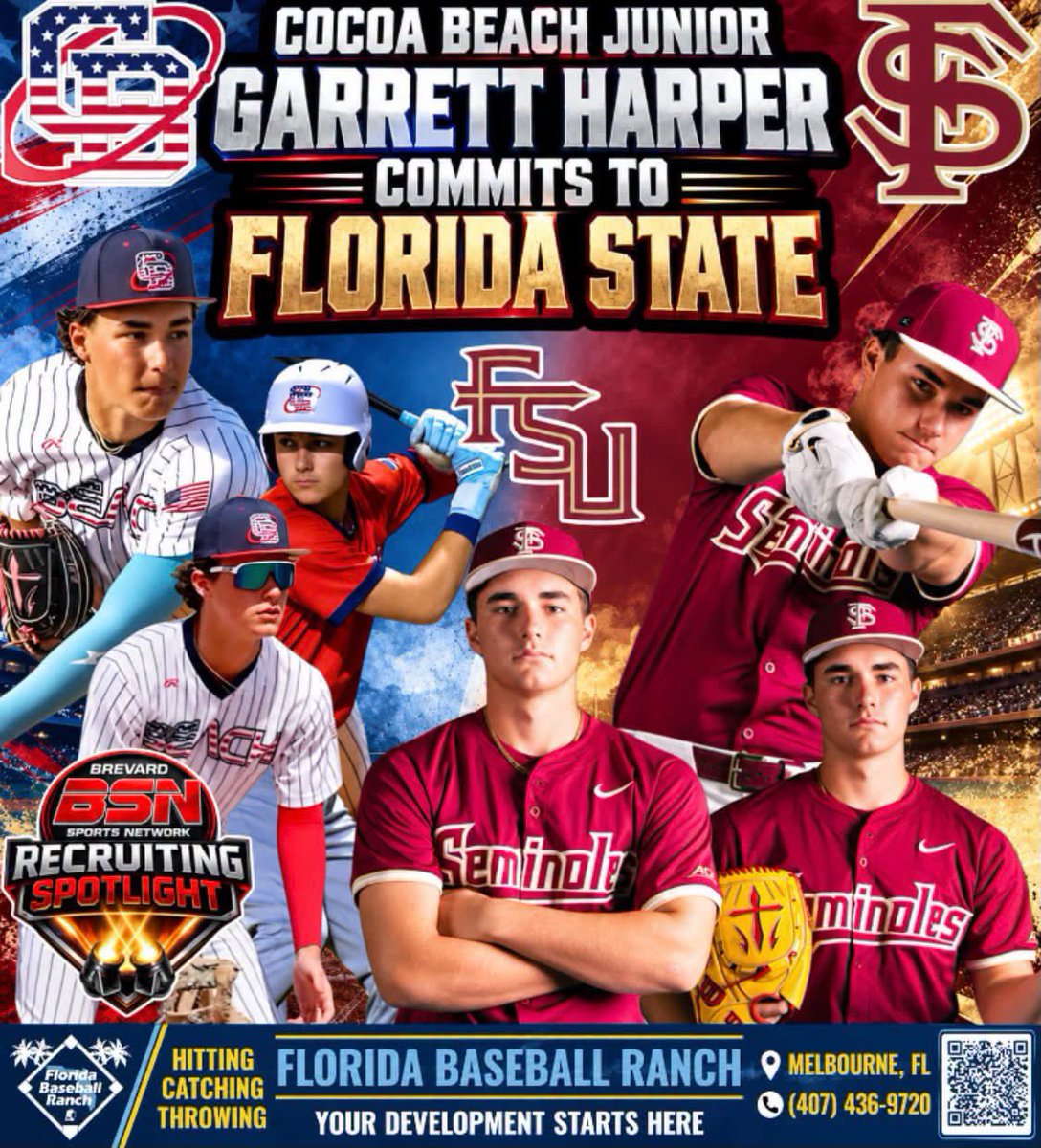 SportsBrevard's tweet photo. BSN RECRUITING SPOTLIGHT: @CBeach_Baseball TWO-WAY BASEBALL STANDOUT @GarrettHarper34 COMMITS TO @FSUBaseball
Read the write up here: https://t.co/mrA7DOEsPx
#CocoaBeachBaseball #MinutemenBaseball #FSUBaseball #GoNoles #FloridaState #CollegeBaseball #Recruiting https://t.co/zIN8h0vhhX