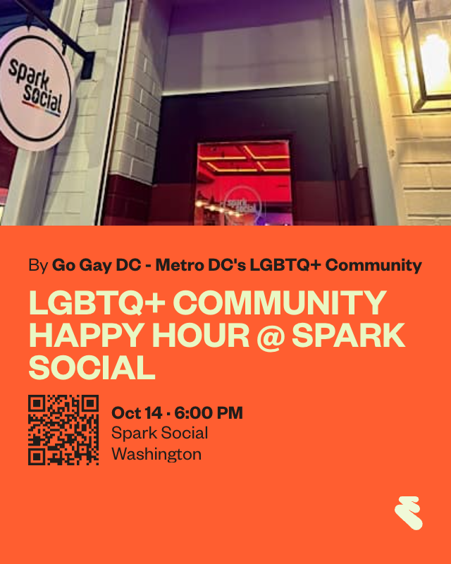 GoGayDC's tweet photo. Don't miss the "Party of Six" Happy Hour at Spark Social on Wednesday at 6 pm. Simply ask for Nick, the owner, when you arrive. This facilitated gathering is a great way to meet new people in a wonderful setting. RSVP @ https://t.co/kFpS7gH2RP
#metroweekly
#washblade
#gogaydc https://t.co/HdNMiymWyE
