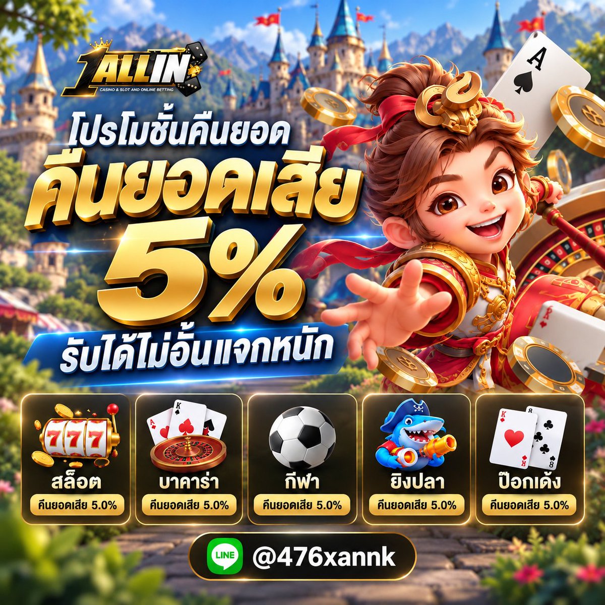 webpickth's tweet photo. 🔥 คืนยอดเสีย 5% ทุกสาย!
สล็อต • บาคาร่า • กีฬา • ยิงปลา • ป๊อกเด้ง
เสียวันนี้ ยังมีคืนให้ 💸 รับได้แบบไม่จำกัดยอด

สมัครจัด https://t.co/AipTrvTV83

#คืนยอดเสีย #สล็อตออนไลน์ #บาคาร่า #กีฬาออนไลน์ #โปรโมชั่น  #oneallin #1allin https://t.co/j5Nnu7aqfJ