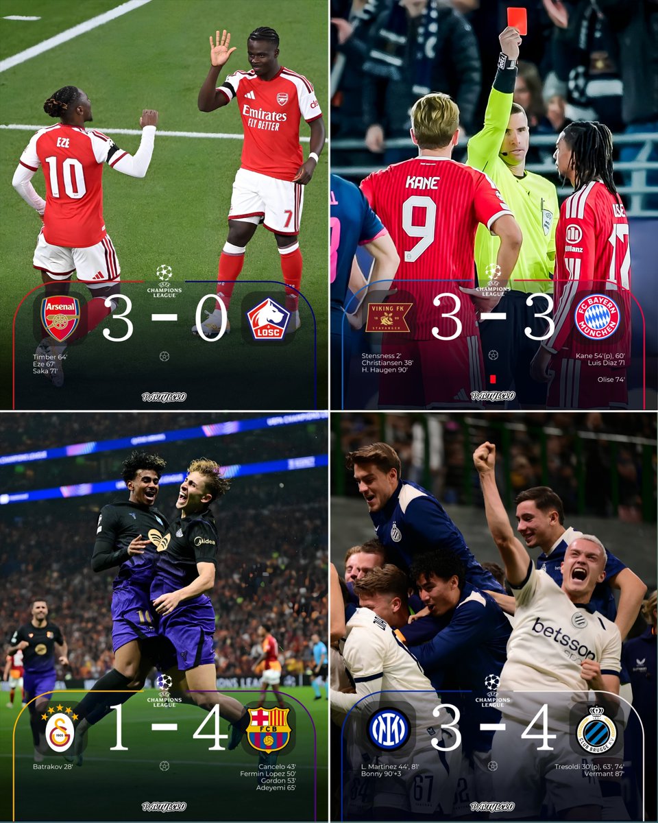 partylero_fpl's tweet photo. 📍FT!

UCL MATCHDAY 2 HARI PERTAMA SELESAI!

Star Player
⭐Alex Baena (ATM)
⭐J. Timber (ARS)
⭐Lamine Yamal (BAR)
⭐Harry Kane (BAY)
⭐Mourino (VIL)
⭐Tresoldi (BRU)
⭐Luis Suarez (SPO)
⭐Mickels (SBH)
⭐Gruda (LEI)

Banyak plot twist yaa, siapa yang ga maksimal ditim kalian? https://t.co/S40RLeHJex