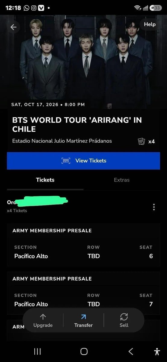 snoopystvnna's tweet photo. 💜 BTS WORLD TOUR ‘ARIRANG’ 🇨🇱

🎟️ Selling 4x ARMY Presale Tickets
📍 Estadio Nacional
📅 Oct 17, 2026 | 8 PM
💺 Pacífico Alto

💌 DM for prices! Fast transfer available ✨

#BTSInChile #BTS_Arirang #BTSChile #BTSTickets #ARMY #BTS https://t.co/x6l2osOKvj