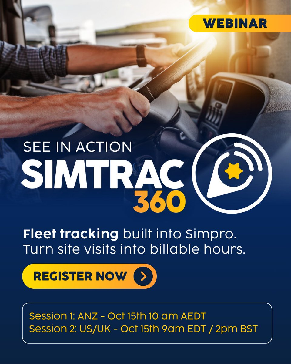 simprosoftware's tweet photo. 👉 Last chance to register: Simtrac 360 Live Demo.

Simtrac 360 also covers the fleet basics (live location, safety alerts, mileage and maintenance plans) without adding a second system.

https://t.co/JNdhCi3IZl (US/UK)
https://t.co/eKGXjdqyMj (ANZ) https://t.co/gvPvtlkVJs