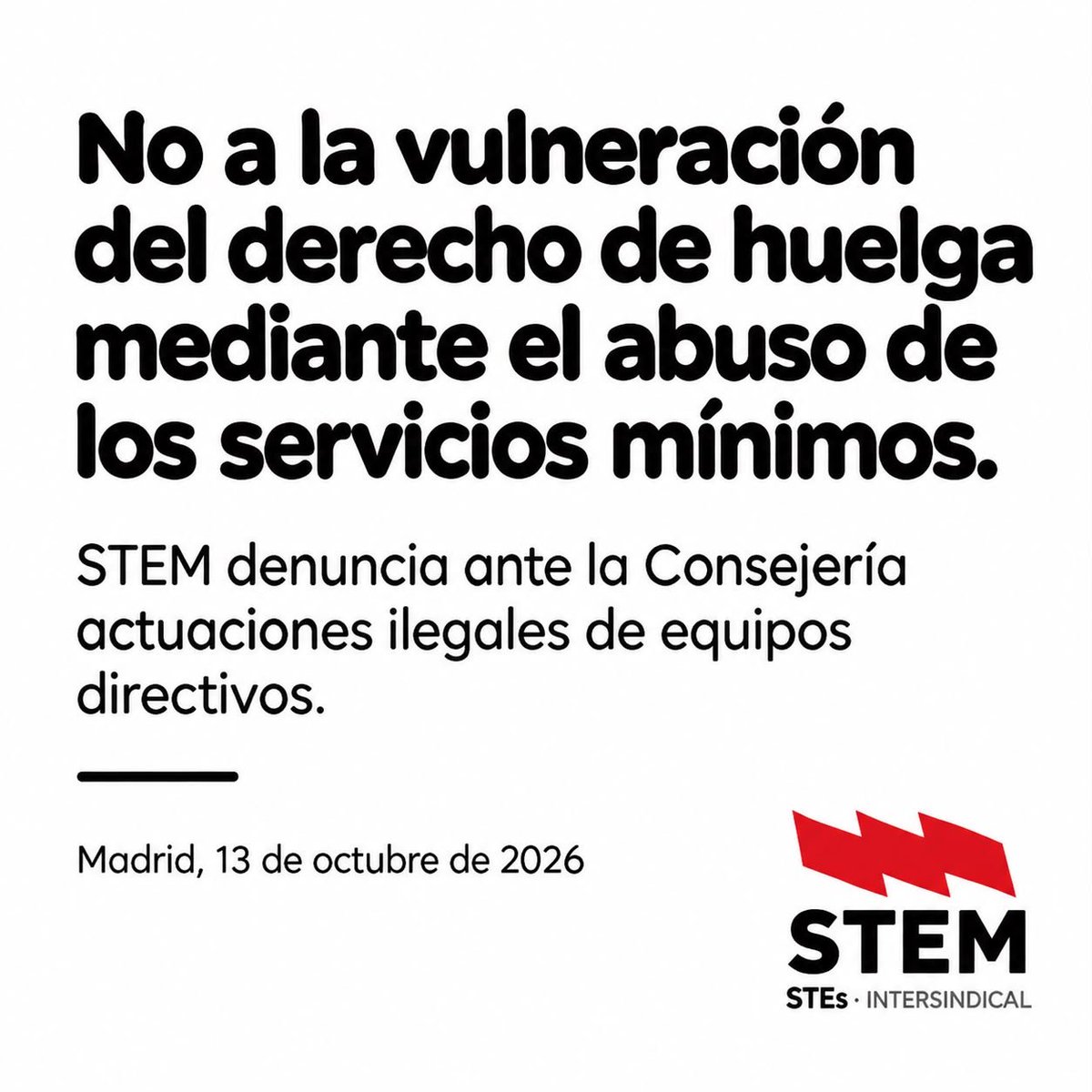 stemstes's tweet photo. No a la vulneración del derecho de huelga mediante el abuso de los servicios mínimos 

https://t.co/MJC4Zc06a6 https://t.co/0N5j7eSfeW