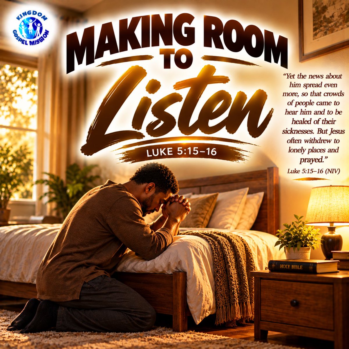 HeanRoger's tweet photo. Making Room to Listen
Luke 5:15–16
Life can become so busy that prayer gets pushed aside. In Luke 5,crowds gathered to hear Jesus and receive healing. Yet He regularly withdrew to quiet places to pray.
If Jesus made room for prayer, we need it too. Today,pause your distractions… https://t.co/KevJdNd5fK