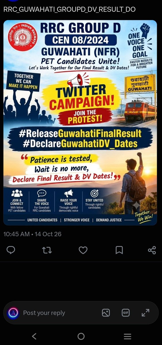 Sonubtlx's tweet photo. #RRC_GUWAHATI_GROUPD_DV_RESULT_DO @RailNf @gm_nfr @RailMinIndia https://t.co/SoMiTHNLqn