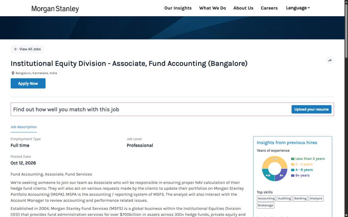 ajsinghrawat's tweet photo. 📢Morgan Stanley Hiring 2026🚨

❌ Freshers Can Apply
✅ CTC: ₹8.6–11.1 LPA (est.)
📌 Role: Fund Accounting Associate (Bengaluru)
🎓 Qualification: Commerce/Finance Graduate
🗓 Last Date: Apply ASAP

📅 Online Test > Interviews > HR > Offer

Let us know if you are Interested 👇 https://t.co/gDwWR4Cddv