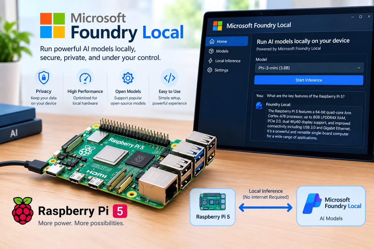 dearsj001's tweet photo. Local speech-to-text on Raspberry Pi 5 with Microsoft Foundry Local + Whisper Tiny. A hands-on guide to ARM64 setup, model caching, and English/Chinese transcription.

EN: https://t.co/f6sbhzvTgk
中文: https://t.co/UC5TJCaqFS
#FoundryLocal #RaspberryPi https://t.co/1cEAdS1Fac