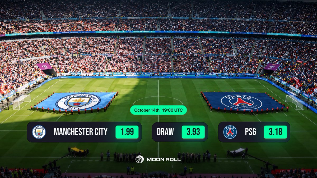 moonroll's tweet photo. Manchester City vs PSG⚽️

Put your prediction skills to test, Rollers!🌑

$25 for two exact predictions⏳ https://t.co/vGVKEDPg4S