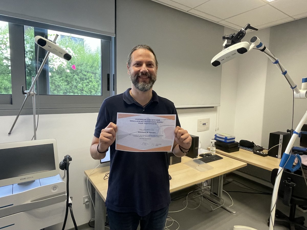 _ESSD_'s tweet photo. 🎉 Congrats to Dr Anastasios M. Georgiou on completing all stages of the ESSD FEES Education Programme! 🎉

Assistant Professor  at Cyprus University of Technology (CUT), his work focuses on dysphagia, FEES &amp; swallowing neuroplasticity via EEG.

#FEES #continuededucation https://t.co/oedvxLOXLO