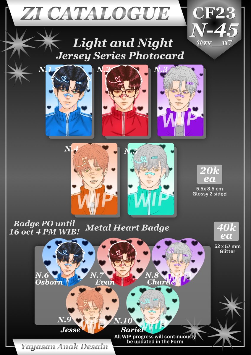 zv__n7's tweet photo. [ like &amp; rt are appreciated! ]

ZI's #CF23 PO &amp; GA(lokal only) !

📅 ~20 Oct(Pick up) &amp; ~10 Nov(Mail Order)
📍Yayasan Anak Desain N-45
🔗 in Thread
🖤 변호됨 bhd(kangcha), JJK(most #sukuita), Light and Night, Lovebrush Chronicle, Tears of Themis

(1/2)
#Comifuro23 #cf23catalogue https://t.co/HgibbJhqxs