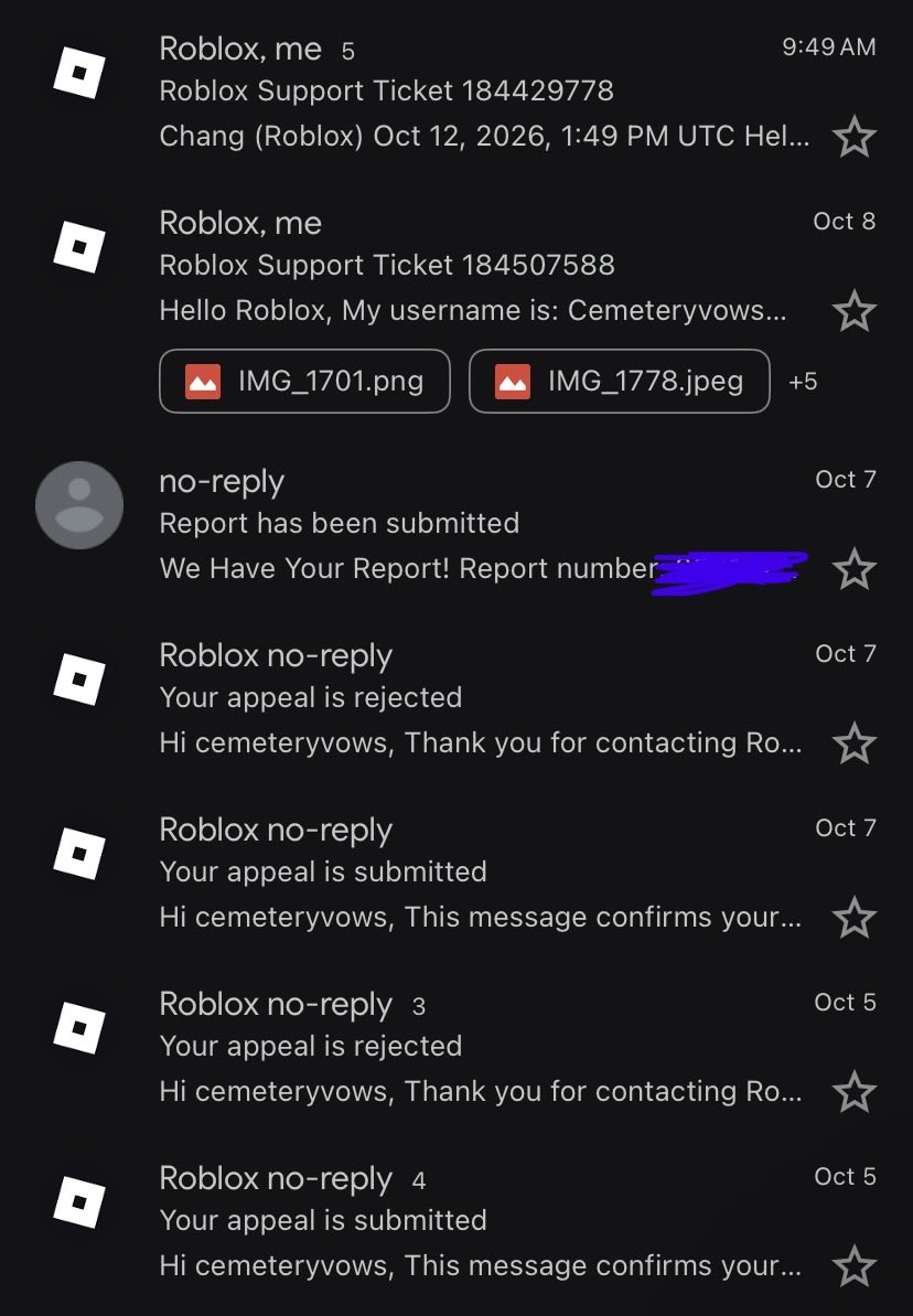 bloodtapes's tweet photo. @MaximumADHD They are throwing out random false account linkages, banned for “other” harassment etc. And their support team auto rejects every appeal we send. I’ve sent around 20 appeals with it being auto rejected and my tickets being ignored. Many players are experiencing this issue. https://t.co/aulLA5SBE8