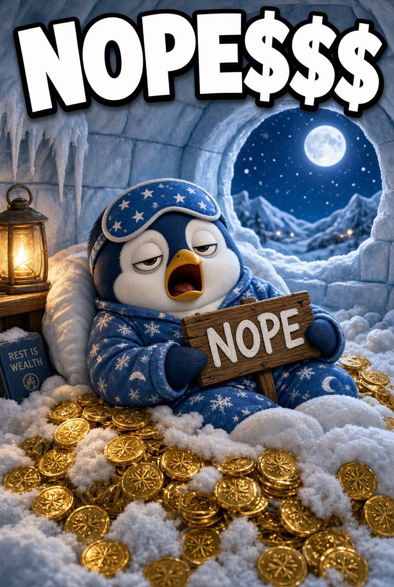 PenguinNope's tweet photo. 🐧 Going to bed on the iceberg.
Still saying NOPE.
While others stay up stressing charts…
$NOPE$$$ holders sleep easy.
Bags stacked. Flippers cold.
No alarms. No selling.
CA: EUUZre8VCoe54LvzvsieckvR5tUpNLQMHTSpojVKpump
🌐 https://t.co/W4VWJlYF1l
💬 https://t.co/e9DfY4XviF
Drop a 🐧 if you’re sleeping on bags tonight.