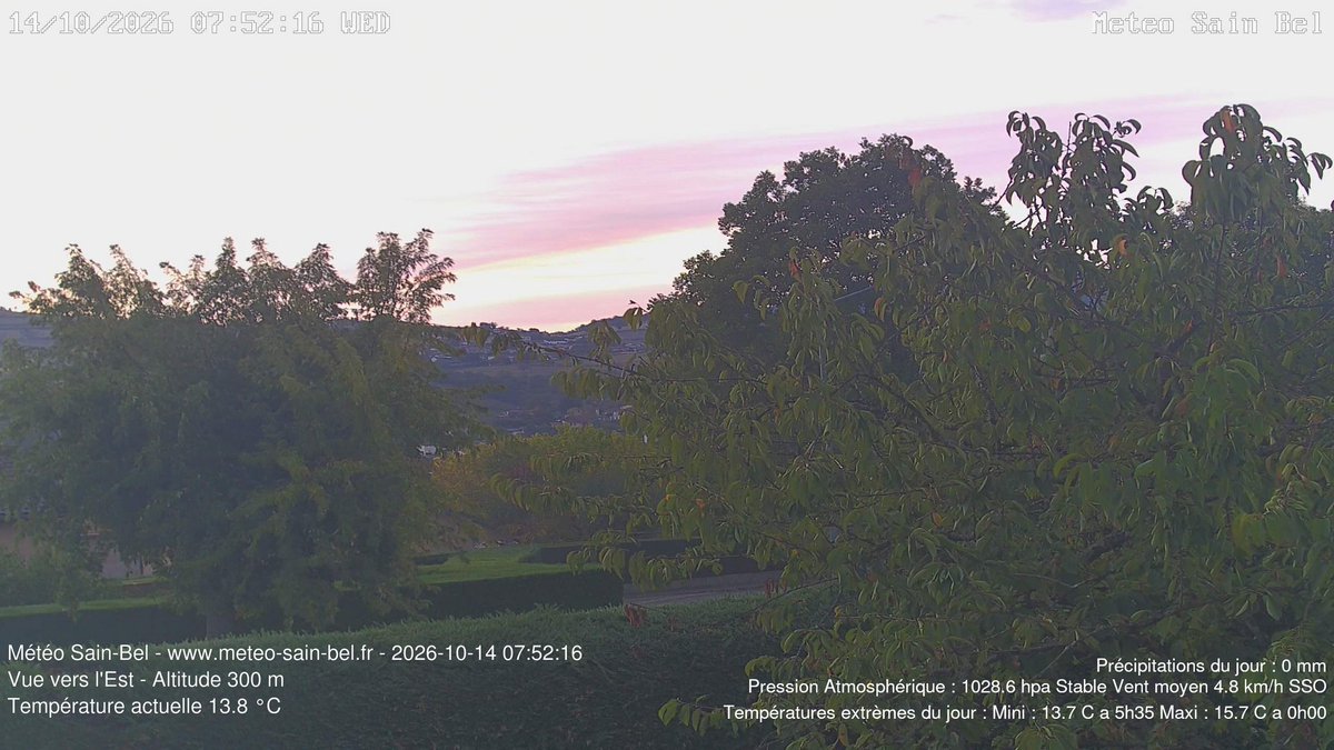 pichej's tweet photo. Quelle météo à l'heure du levé du soleil ? #SainBel #meteodujour #meteo #sunrise #rhone #webcam https://t.co/vIF34VvBun