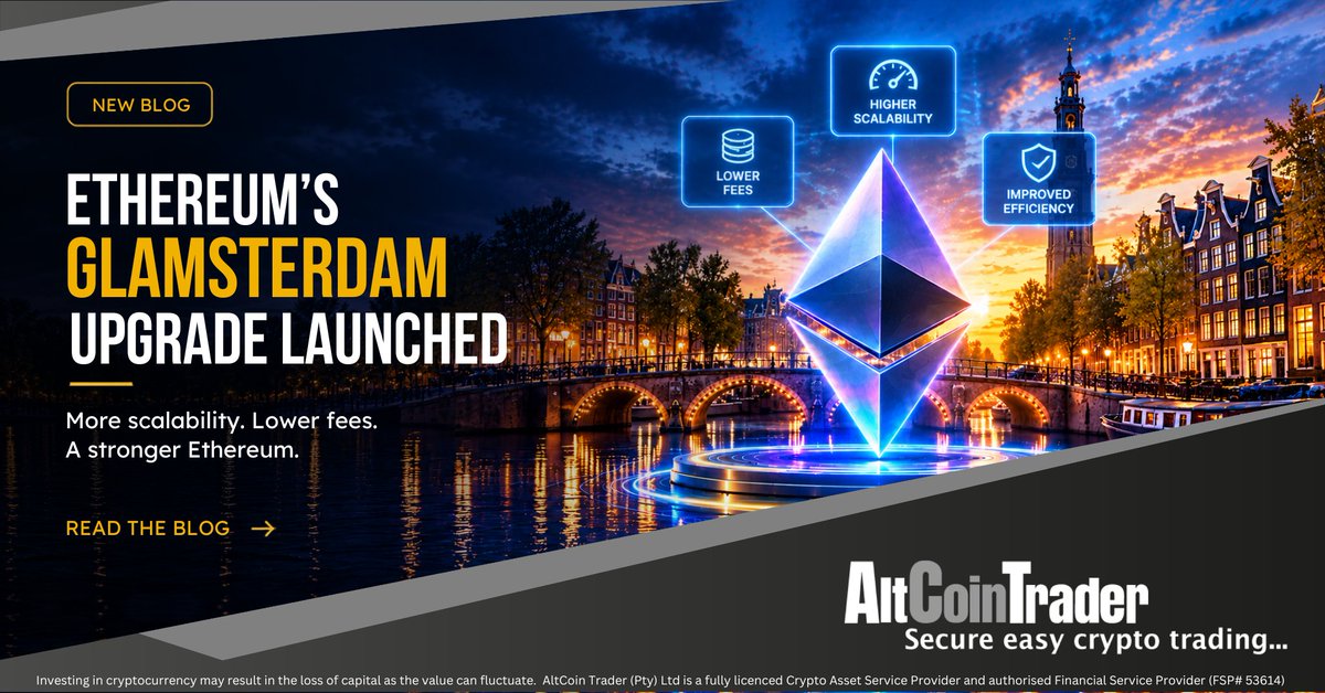 AltCoinTraderSA's tweet photo. Ethereum's next major upgrade has cleared an important hurdle. On 6 October 2026, Glamsterdam went live on Sepolia, Ethereum's main public test network for app developers. This is one of the final rehearsals before the upgrade reaches the main Ethereum blockchain. Glamsterdam is designed to help Ethereum handle more activity on its base layer, and the success of this test will shape how quickly it reaches the network used by millions of people every day. https://t.co/piuauh4n4B #Crypto #Cryptocurency #Cryptocurrencies #CryptoTrading #Trading #ETH