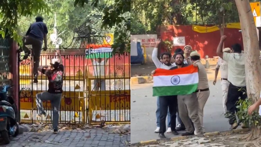 Cockroachisback's tweet photo. Decades down the line, children will open their history books and come across this Image.

The first thought that will strike their minds is, “Why were the police stopping these people from waving Tiranga?”

Won’t you feel ashamed to look them in the eyes and tell them, “They were jailed, too. For what? For upholding the pride of our nation - Tiranga”?

When those who raise the national flag are treated as criminals, it is not patriotism that is in danger, but democracy itself. 

This is how dictatorship begins.