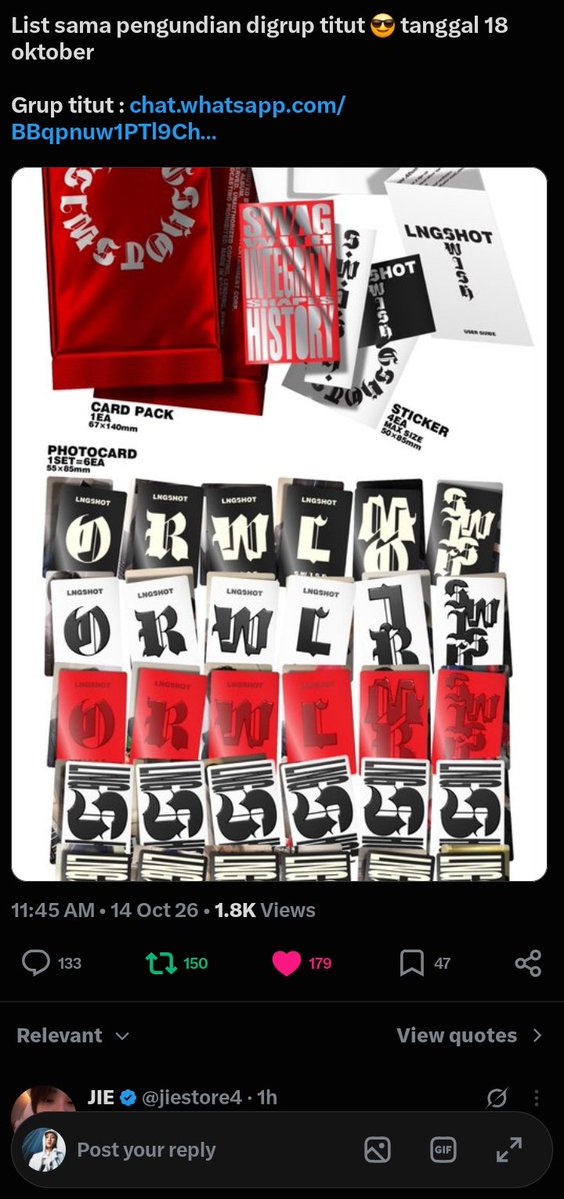 dhdbfrnjs's tweet photo. @jiestore4 Kaak izin ikutaaaan. Done rules, semoga beruntungg https://t.co/rg6l1bLyxm
