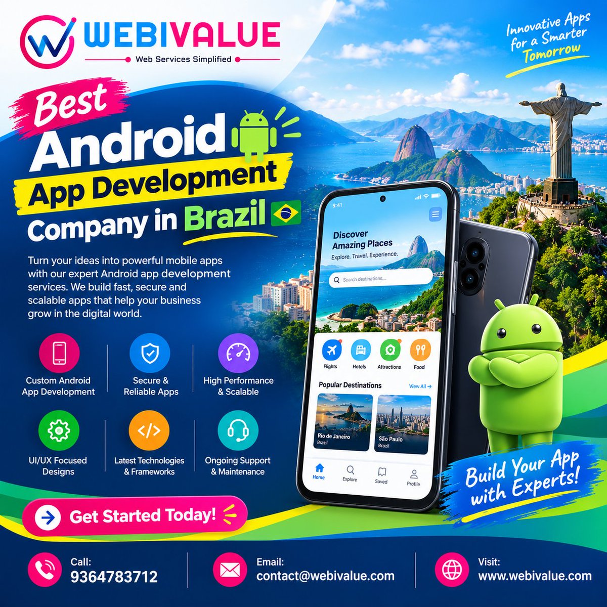 bharathwebivalu's tweet photo. 🚀 Looking for the Best Android App Development Company in Brazil?

WebiValue builds innovative, user-friendly Android apps tailored to your business needs. 📱💡

📞 Call: 9364783712
🌐 https://t.co/JuFtnRHhqD
#AndroidAppDevelopment #MobileApps #WebiValue https://t.co/vgWQCIhsbk