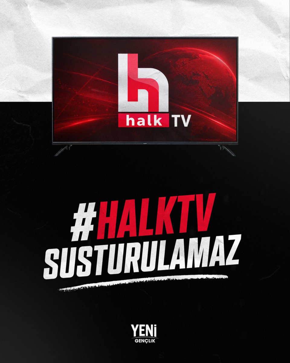 yepyenigenclik's tweet photo. Halk TV'ye atanan kayyım, Türkiye'de özgürce konuşmak isteyen herkese yapılan bir saldırıdır.

Cumhurbaşkanı adayımız Ekrem İmamoğlu'nun savunmasının başlayacağı gün yaşananlar tesadüf değildir.

Haber alma hakkını kendi propagandasıyla sınırlı gören bir avuç insan kaybedecek, halk kazanacak!

Halk TV ve tüm emekçilerinin yanındayız.

#HalkTVSusturulamaz