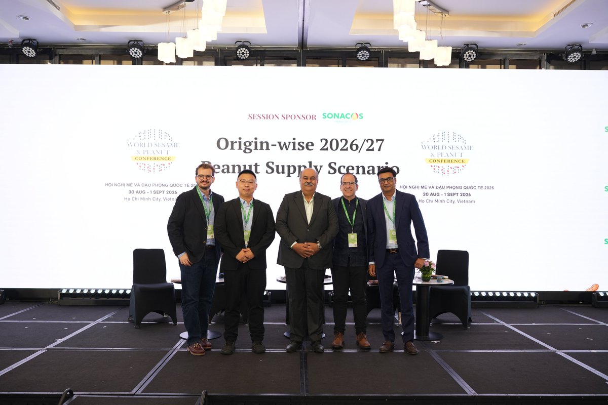 SesameInfo12's tweet photo. Watch now: https://t.co/yilXbM2T31

Discussion-2: Origin-wise 2026/27 Peanut Supply Scenario, chaired by Mr Sanjiv M Sawla, featuring industry experts from India, China, Brazil, USA and Senegal at WSPC 2026, Vietnam.

More details: https://t.co/P5q7o74Ujp

#WSPC2026 https://t.co/QaRLUT9jOA