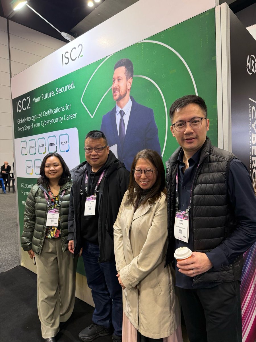 ISC2APAC's tweet photo. We're at @AISA_National #CyberCon Melbourne! 📍 Booth 115 | Oct 14-16

Visit our booth to discover how ISC2 certifications can support your #cybersecurity career and connect with local professionals from the ISC2 Melbourne Chapter. Already a member? Come collect a member pin! https://t.co/mO7vDuH1KO