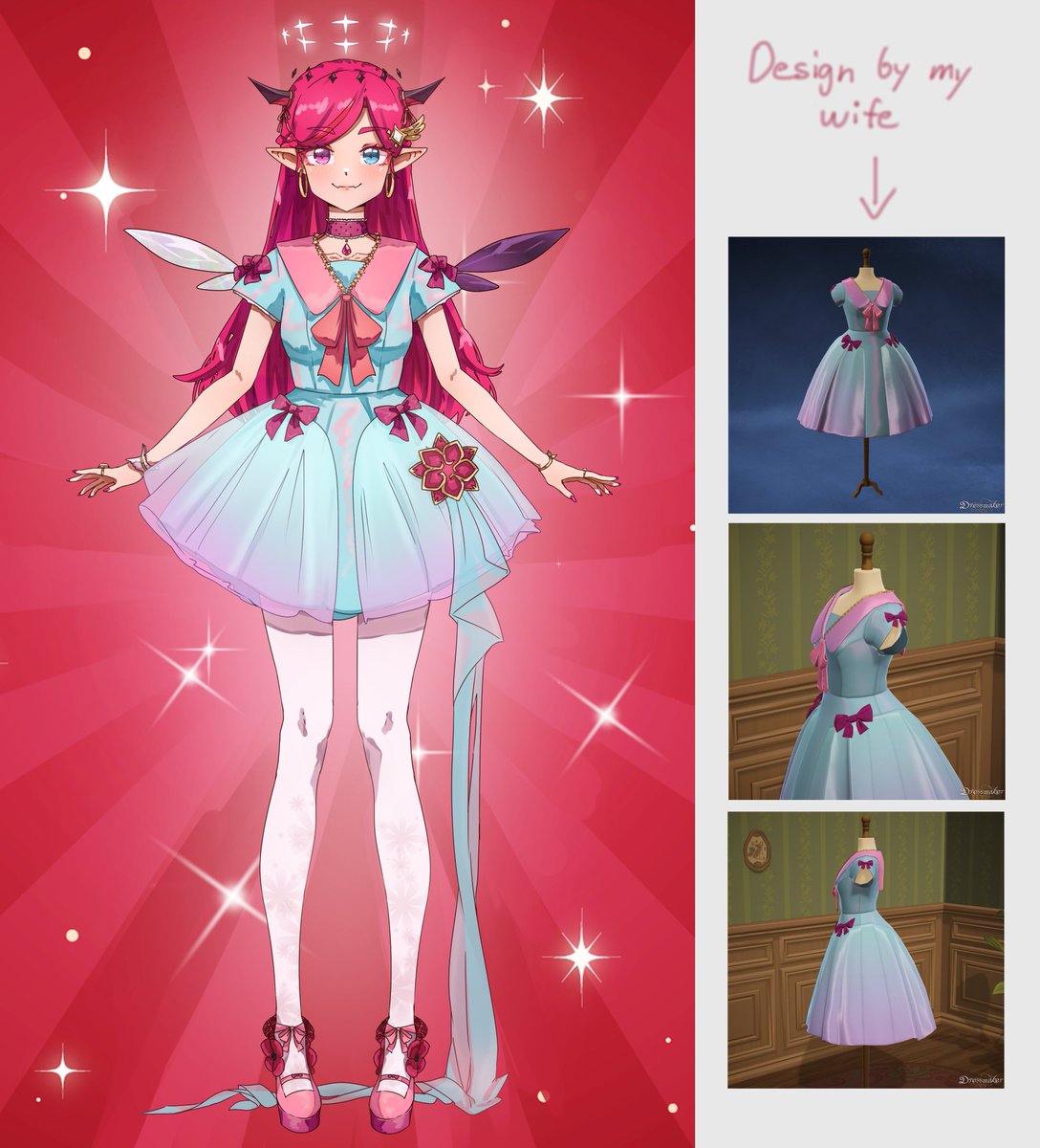bachunawa's tweet photo. i'm not great with dress designs, so i asked my wife to help with the design using dressmaker
#FancyRyS https://t.co/s9Uum6cUOP