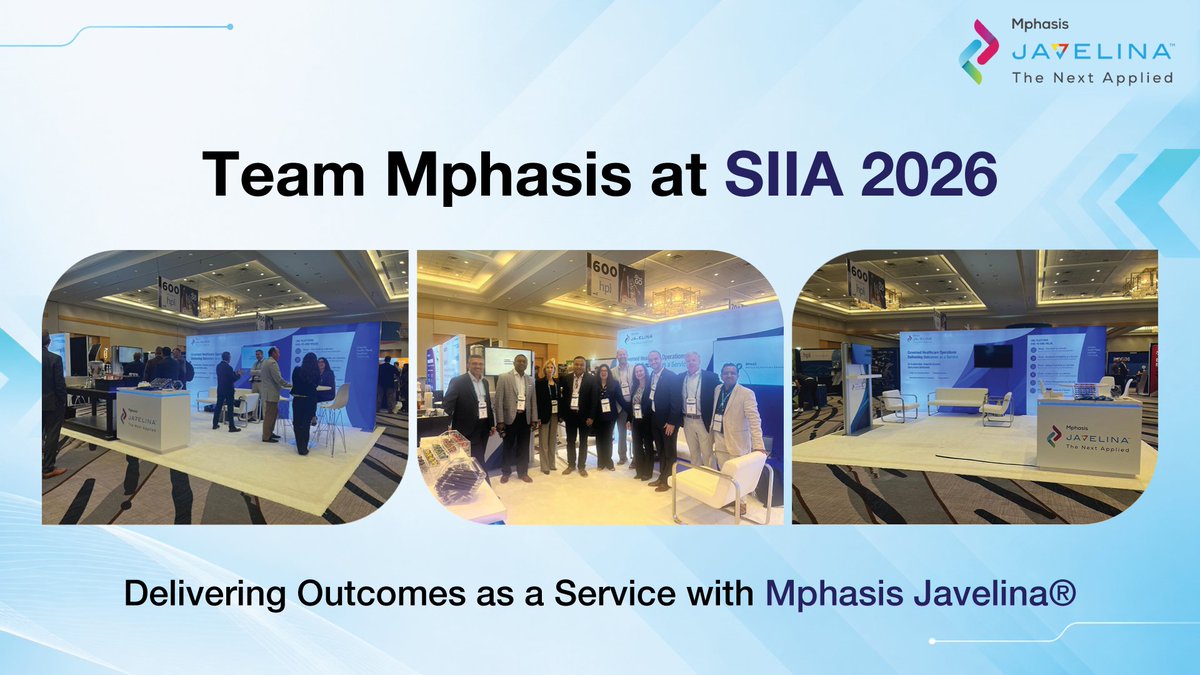 Mphasis's tweet photo. Thank you to everyone who stopped by Booth 509 at SIIA's National Conference 2026 in Phoenix. We’re grateful for the conversations with health plans, TPAs, and industry partners on how governed AI can help healthcare operations move faster, with greater accuracy and lower administrative costs.

With Mphasis Javelina®, we’re delivering Outcomes as a Service, where AI automates, experts govern, and outcomes are delivered.

Learn more: https://t.co/Ja2p5xVkDa

#SIIANationalConference #SIIA #StayAhead #EngineeringIsInOurDNA #IntelligentEngineering #AIWithoutIntelligenceIsArtificial