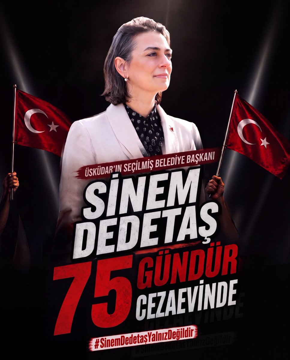 sdedetas's tweet photo. Üsküdar’ın Seçilmiş Belediye Başkanı Sinem Dedetaş 75 gündür cezaevinde. #SinemDedetaşYalnızDeğildir https://t.co/Fb3dZQIsE5