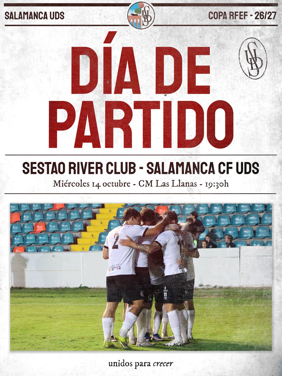 SalamancaCFUDS's tweet photo. A POR LA SEMIFINAL 🤍🖤

Nuestro primer equipo se desplaza a Bizkaia para luchar con todo por un puesto en la final de la Copa RFEF. ¡Sigamos soñando! 🫡

@SestaoRC    
🏆 Copa RFEF
📍 CM Las Llanas
🕖 19:30h

📺 https://t.co/Z6smayXbhr

Ilusión y ganas a partes iguales, ¡fuertes y juntos! 

#TodoEmpiezaAquí | #UnidosParaCrecer