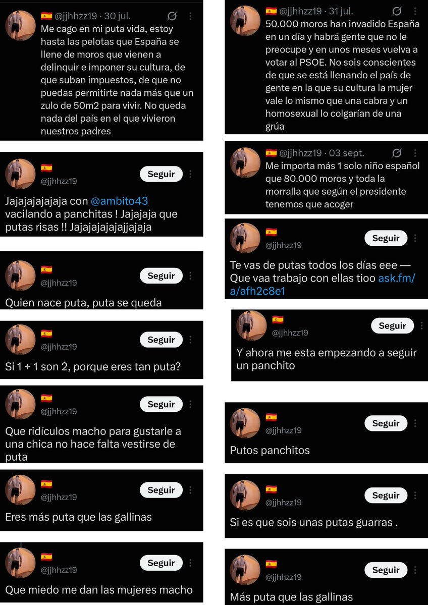 undercover_25_'s tweet photo. Se llama Jesús Hernández Sanz, es policía nacional y trabaja en seguridad ciudadana en Madrid.

En sus redes sociales tiene este tipo de mensajes sobre las mujeres, las personas migrantes, el antifascismo, el genocidio en Palestina, burlas sobre Maricarmen, etc. https://t.co/Dk3kw7XyhI
