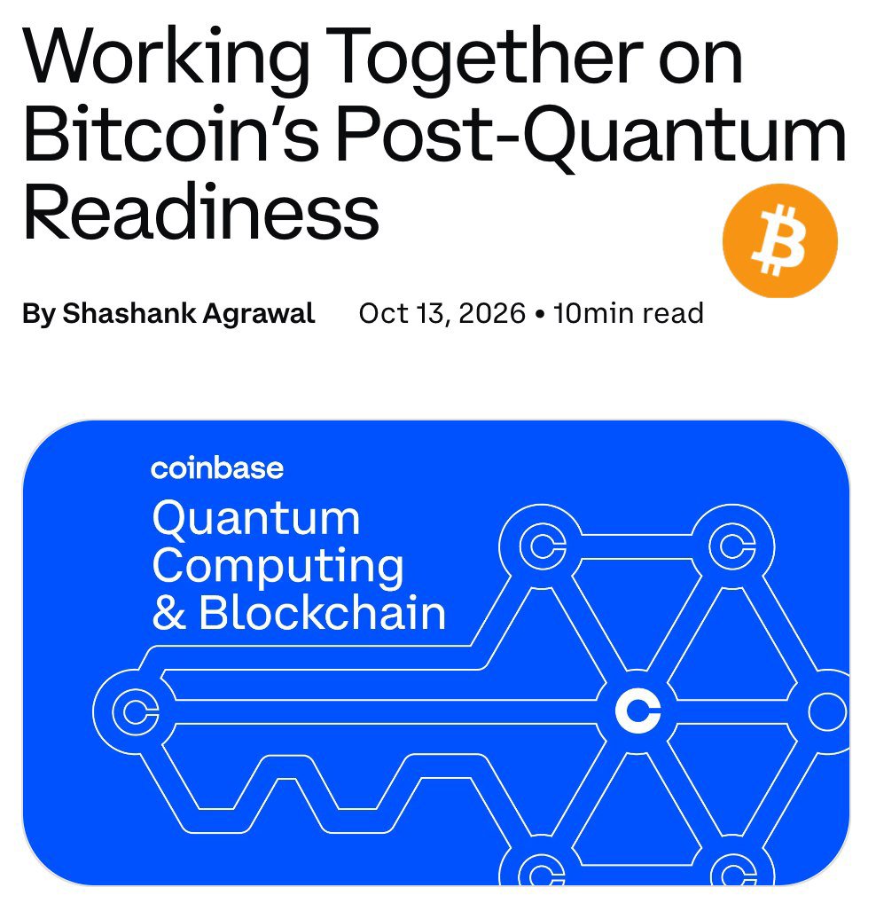 RedblackLLC's tweet photo. JUST IN: 🇺🇸 Coinbase releases a blog article focused on Bitcoin's post-quantum readiness 

"Coinbase believes that Bitcoin will continue to be the most trusted crypto-currency in a post-quantum world" 

° Redblack News® https://t.co/ADfR8AU3nH
