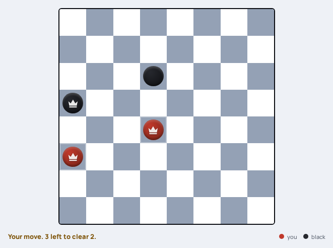 mindloftdaily's tweet photo. Today's Check endgame: Red to play, three moves to clear two pieces. @ThinkFun https://t.co/YJ6nrp4OsI