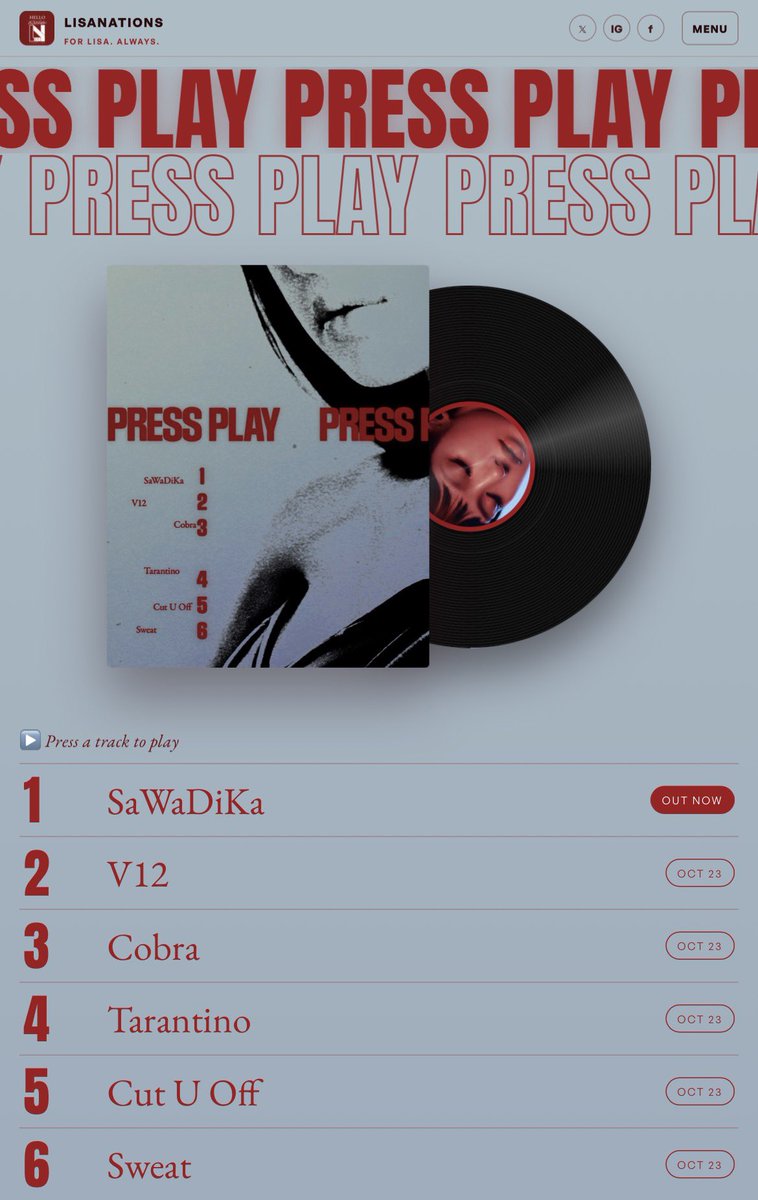 LISANATIONS_'s tweet photo. Are you ready for PRESS PLAY? ▶️

Pre-order
▶️ https://t.co/k4bEpoZ6Yg

Pre-save
⏯️ https://t.co/aBrHupBMzV

#LISA #PRESSPLAY #LISA_PRESSPLAY https://t.co/FIGTuAODHp