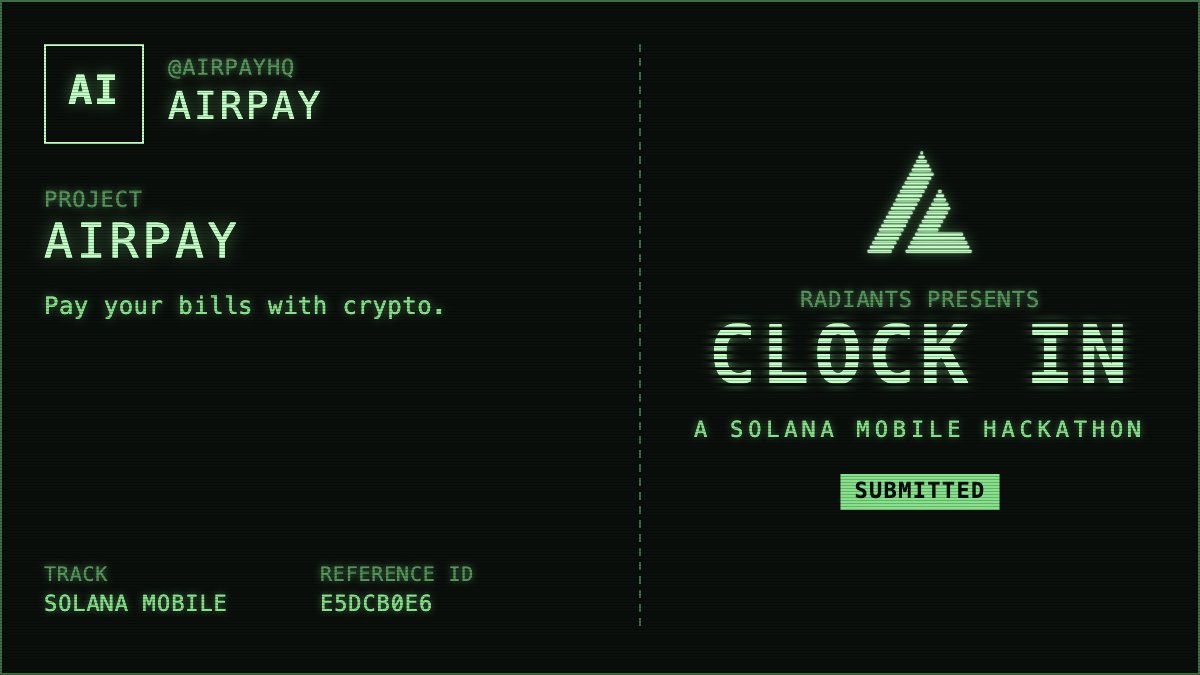 airpayhq's tweet photo. AirPay in @RadiantsDAO CLOCK IN https://t.co/IQQmQcRh76