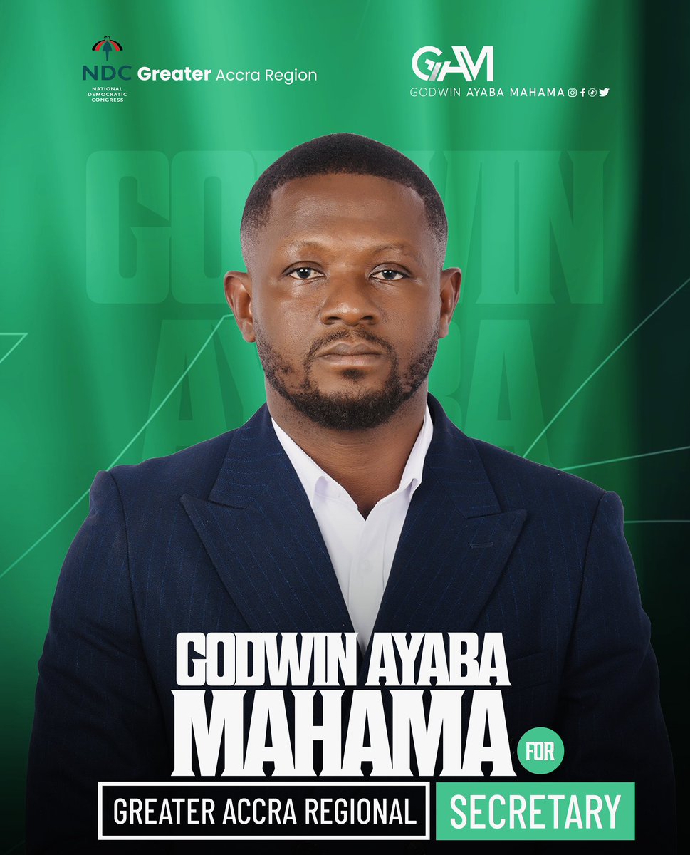 mahama_godwin's tweet photo. OFFICIAL CAMPAIGN FLYERS
Today, I proudly unveil my OFFICIAL CAMPAIGN FLYERS as I officially embark on the journey to serve as the Greater Accra Regional Secretary of the NDC.
This is more than a contest. It is a call to service, a commitment to unity, and a renewed determination to build a stronger, more formidable party across all 34 constituencies of Greater Accra.
My vision is clear: UNITY. JOBS. MOBILIZATION. VICTORY!
I believe in leadership that listens, unites, empowers and delivers. Leadership that strengthens our grassroots, creates opportunities for our people, and positions our great party to secure victory in 2028.
I come with COMPETENCE, COMMITMENT AND EXPERIENCE, ready to serve with humility, purpose and an unwavering dedication to our collective progress.
The journey is on. The mission is clear. The time to unite and move forward is NOW!
GAM โ THE CHOICE FOR PROGRESS!
Leadership is Service. Unity is Strength. Victory is the Goal!
#GAM
#GreaterAccraRegionalSecretary #TheChoiceForProgress #LeadershipIsService #UnityJobsMobilization
#SecuringVictory2028
