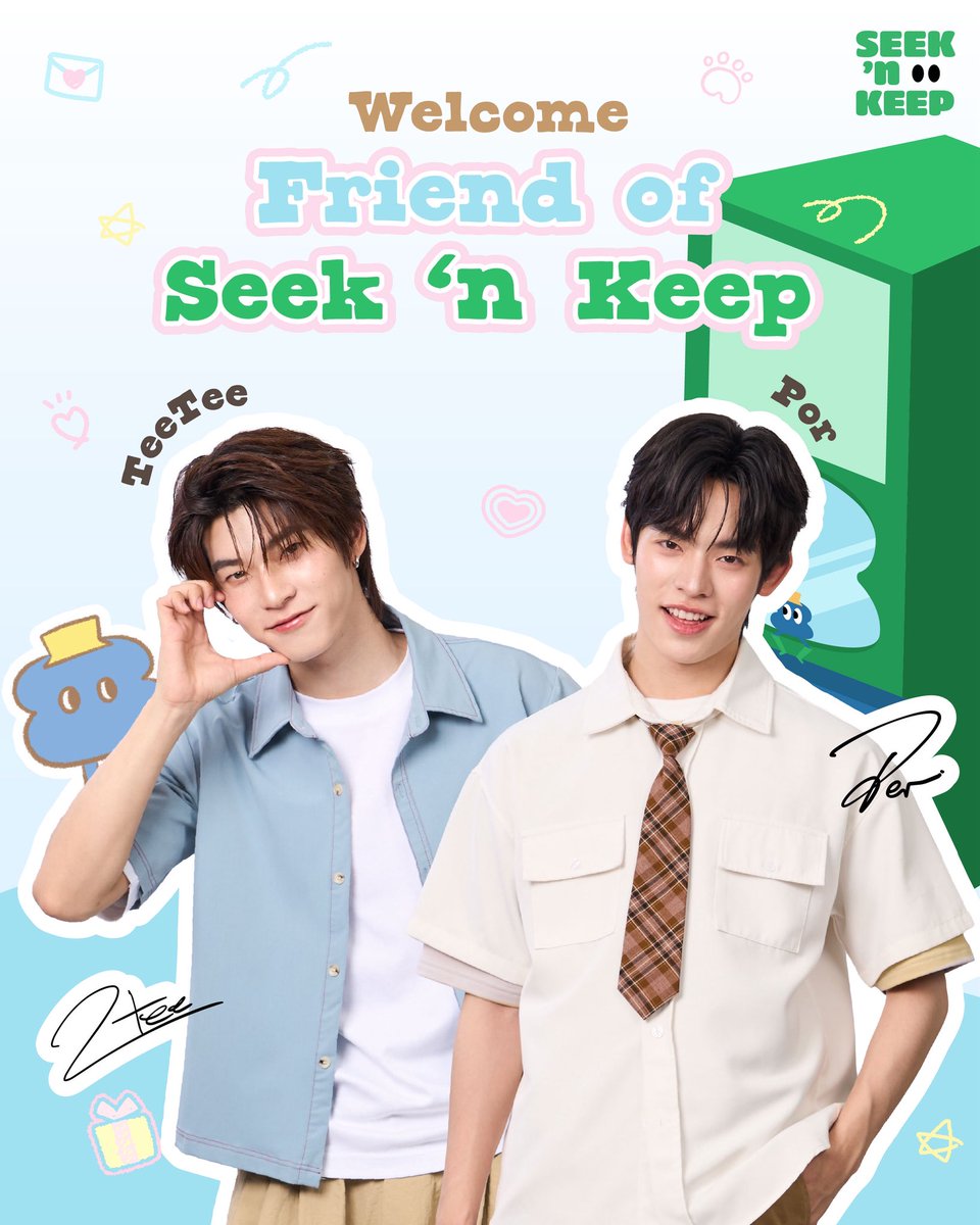 seeknkeepclub's tweet photo. Welcome TEETEE &amp; POR to Friend of Seek ‘n Keep

ยินดีต้อนรับเพื่อนคนพิเศษของพี่ซีกอย่างเป็นทางการ🐶🐻‍❄️ 

‘ตี๋ตี๋ – วันพิชิต’ และ ‘ป๋อ – ศุภการ’ 
เตรียมพบกิจกรรมสนุกๆ อีกมากมายที่จะเกิดขึ้นเร็วๆ นี้ที่ร้าน Seek ‘n Keep👀💚🩵

#SeeknKeep
#FriendofSEEKNKEEP
#SNKxTeeteepor
#Teeteepor https://t.co/3k35Ybypo7