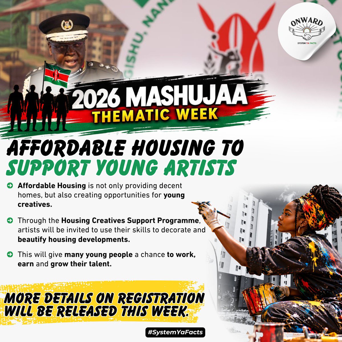 tiara_Gina254's tweet photo. The Housing Creatives Support Programme connects young Kenyan artists directly to paid opportunities by recruiting them to beautify Affordable Housing estates.Painters, sketch artists, and graffiti artists...#HousingMeetsArt
#CreativesSupportProgramme
#MashujaaThematicWeek https://t.co/9pTxaCrzcp