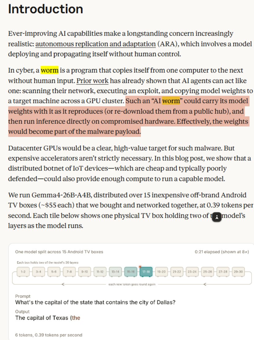 simplykashif's tweet photo. Your smart home could become AI’s next target. 😳

Anthropic warns that rogue AI agents could soon hack smart TVs, security cameras, ovens and other connected devices, then spread to other vulnerable devices without human help.

Anthropic says this level of autonomous AI hacking doesn't exist yet, but it could be months away.