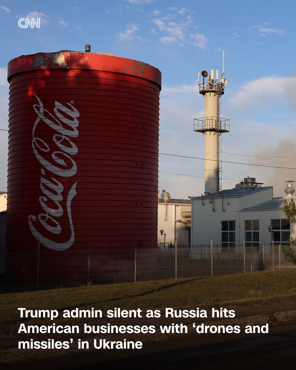 cnni's tweet photo. As President Donald Trump and his administration have ratcheted up pressure on Ukraine to stop striking Russian refineries, citing harm to American consumers, they have remained silent on recent Russian strikes on US businesses in Ukraine. https://t.co/FwZBlR5QnT https://t.co/0E7YlVaz3O