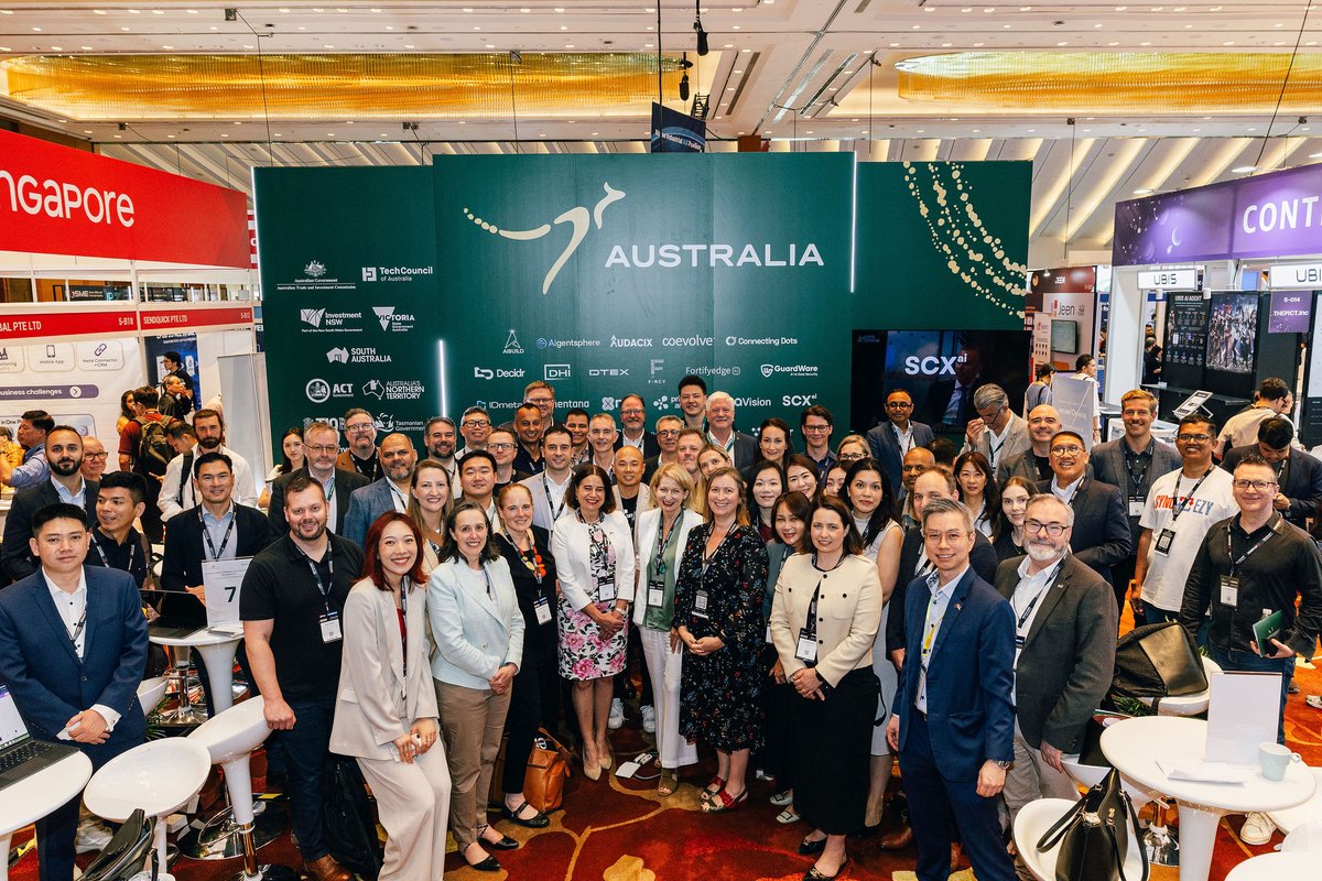 Austrade's tweet photo. Austrade and the Tech Council of Australia brought 24 Australian AI companies to Singapore through the Australian AI Innovators Mission.

Read how Australian companies tested commercial opportunities and built pathways for growth: https://t.co/3qji6qFoQw https://t.co/4yXBPRaxfN