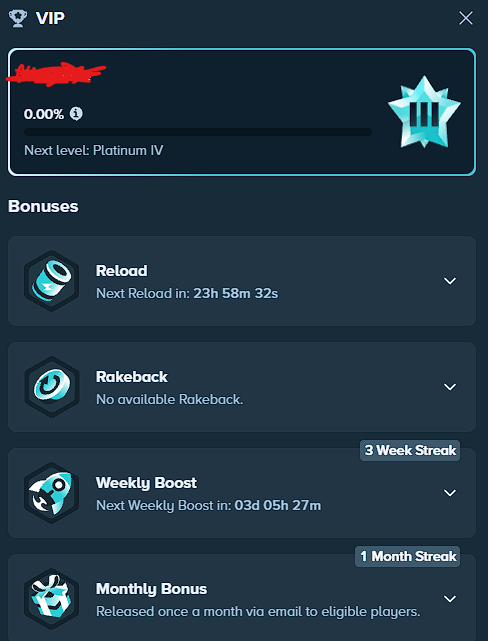 Pen76800037's tweet photo. Finally already reached Platinum III in stake got a huge $962 in VIP Bonus total + $10.42 reload for 42 days.

Okay now I stop gambling hahaha reached Platinum using $100 from 95% progress.

Thanks @Stake @StakeEddie 💸🤑💰🫰 https://t.co/7Y5j9X7qt8