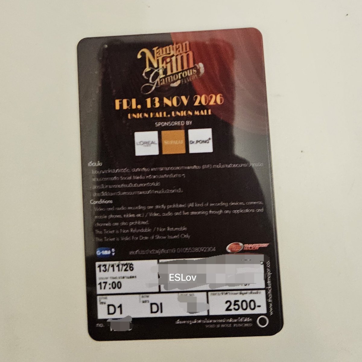 ESLov_'s tweet photo. WTS NamtanFilm Glamorous Fancon

🗓️ 13/11 (1 ticket)

Zone: D1  Row: DI 
Original Price (with tax): 2,605฿

Receive cash payment f2f only on 13/11

#NamtanFilm #น้ำตาลฟิล์ม #NamtanFilmFancon https://t.co/Za29qHs5QE