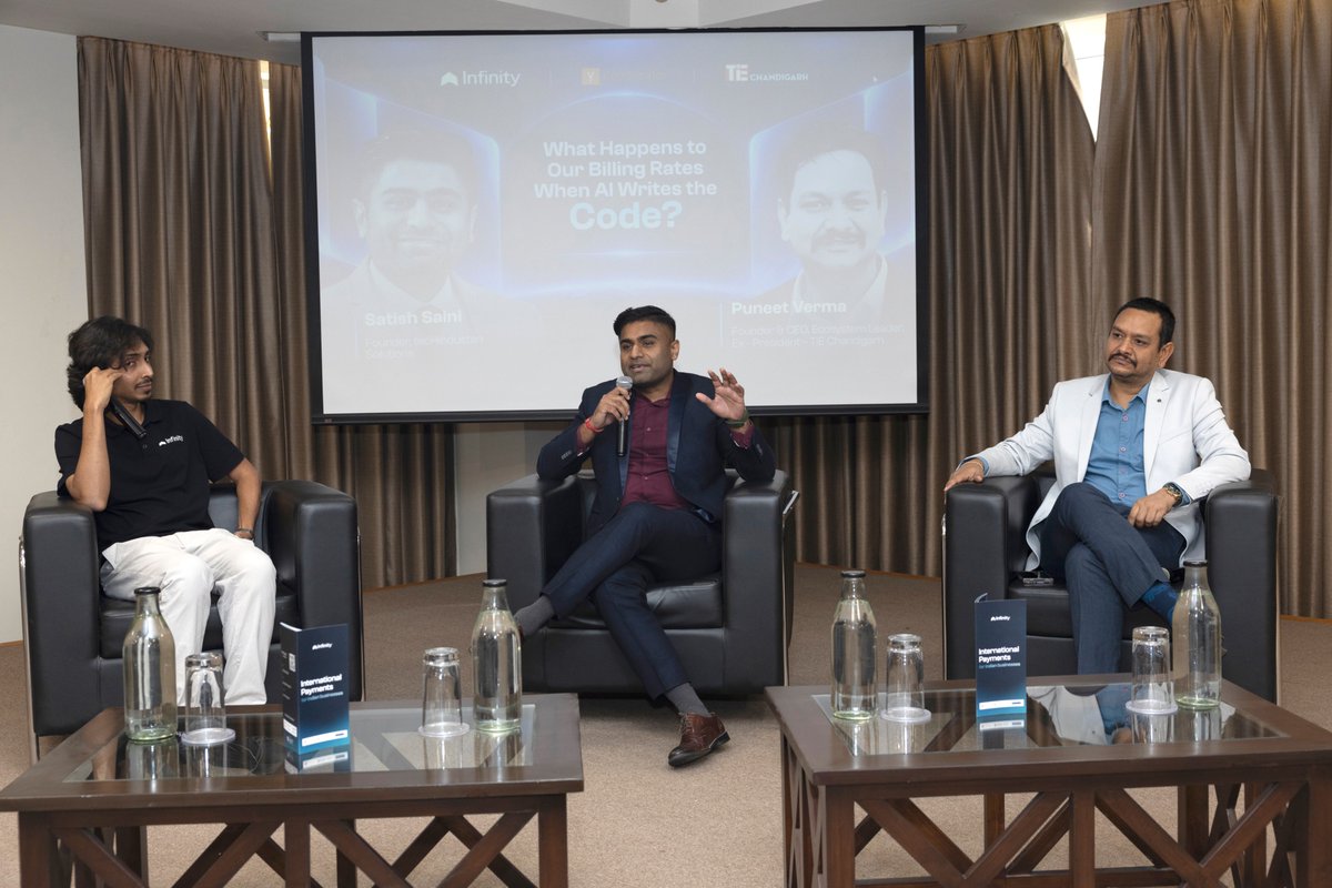 Infinityapp_in's tweet photo. On October 10, we brought IT founders together at ISB Mohali to discuss winning international clients, pricing in the age of AI, and making the most of international payments.

Mohali was our first stop. We hope to bring more of these conversations to other founder communities soon.

#TechFoundersFireside