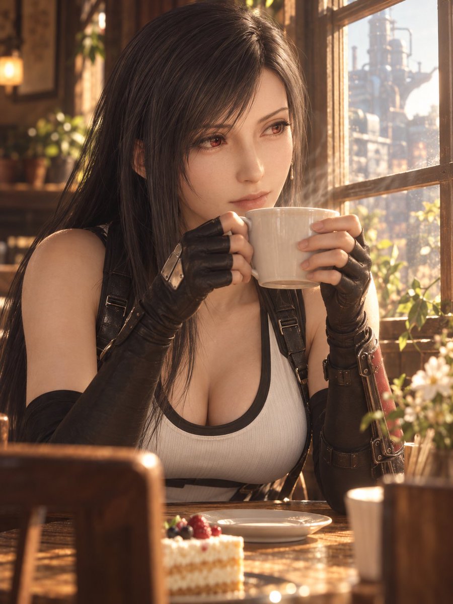 midnightswimx's tweet photo. A little peace in a world that never stops… ☕🤍

#TifaLockhart #FF7Rebirth #FinalFantasyVII #Tifa https://t.co/jDaPIzMPT4