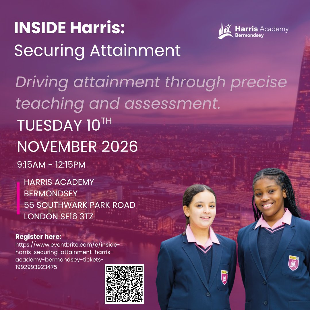 Harrisinst's tweet photo. Join us @HABermondsey for INSIDE Harris: Securing Attainment, an inspiring morning of collaboration &amp; shared practice.

Senior leaders will explore effective approaches to securing attainment &amp; improving outcomes for young people.

📅10/11/26
⏲️9.15-12.15
https://t.co/oUmLvsc1xV https://t.co/WnnucopBHU