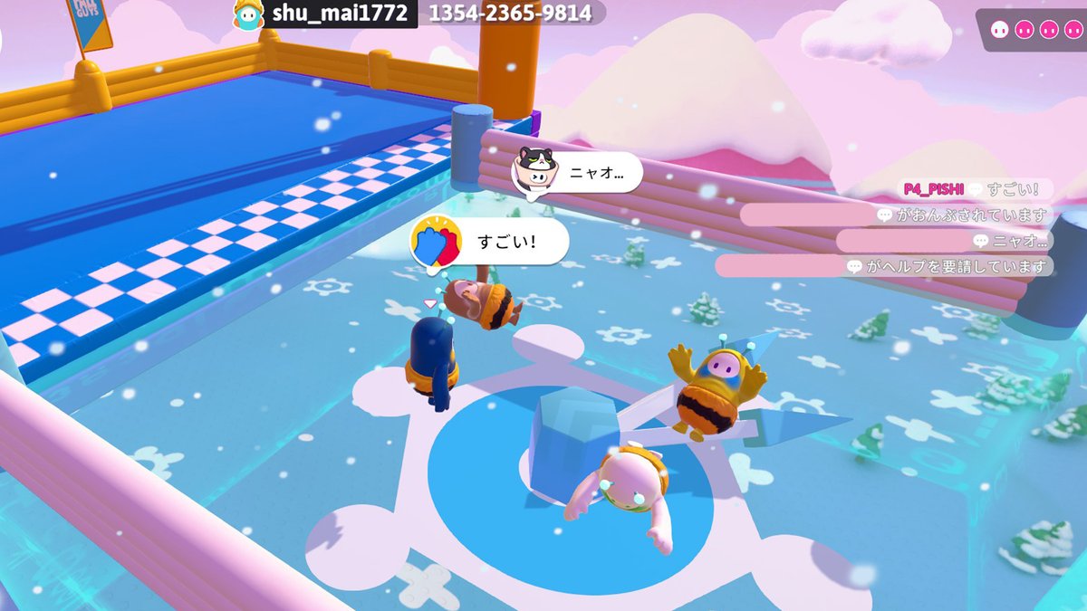 6p4_4g's tweet photo. さらに続き：⑥逆さまゴールかわいい⭐　⑦生存ありがとうでした🐈（自分は早めに落ちた🫣）　⑧冬のコースでフォロワーさんとマッチ👏🥐　⑨モンスター覚醒で仰向けできた🙌 https://t.co/KQmgVTgEu4