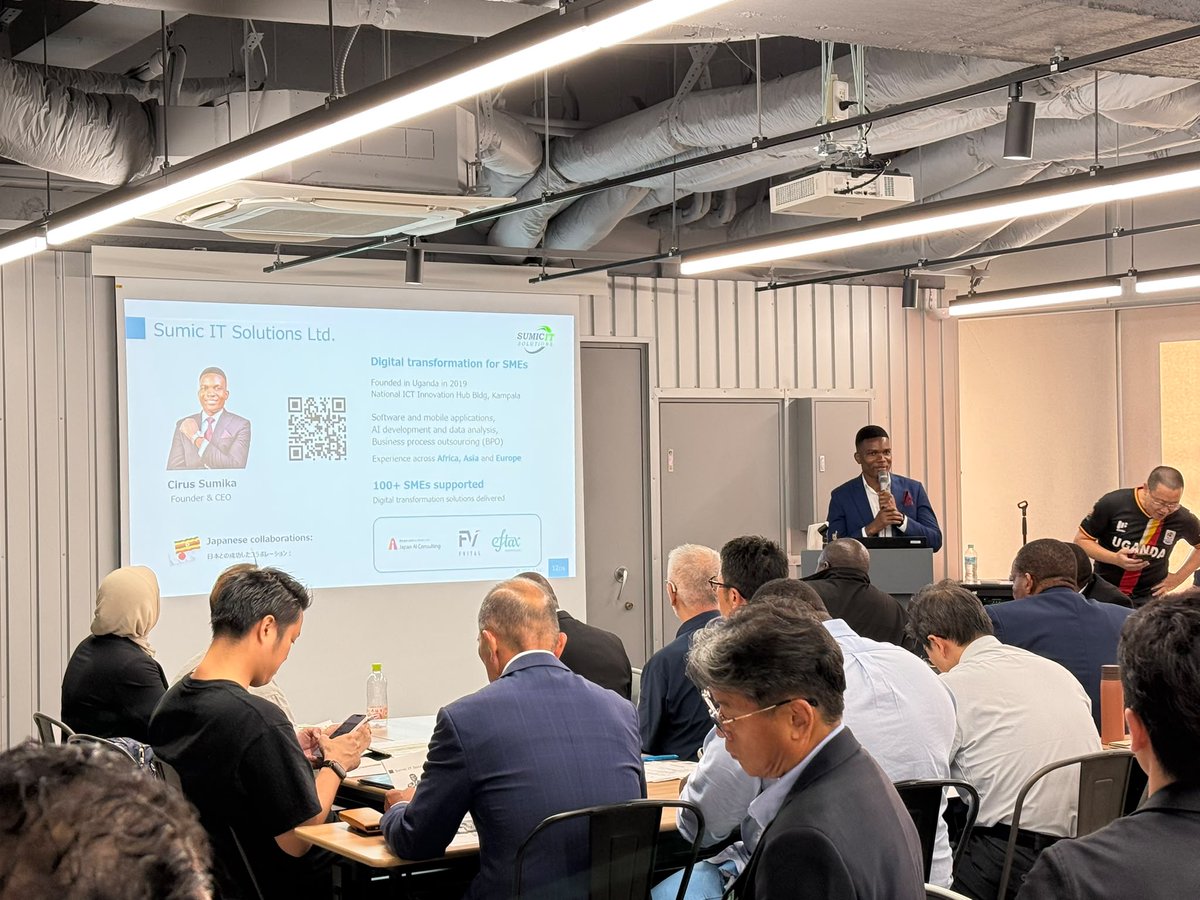 MrSumic's tweet photo. Building international partnerships starts with understanding the value we can create together.

This week, I joined Mr. Akihiro Katsuki, CEO of Japan AI Consulting Co., Ltd, for a joint presentation at the AOTS Africa Business Networking Event at ARKade in Amagasaki, Japan 🇯🇵

We shared our experience collaborating on AKT View, including how we combine Japanese technology with Sumic IT Solutions Ltd.'s market knowledge, user training and customer support to address business needs in African markets.

Connecting with business leaders from Japan and across Africa reinforced an important principle: successful technology partnerships require a shared understanding of customers and the environments in which they operate.

@SumicUg, we continue to build international relationships that translate innovation into meaningful business value. I look forward to developing the connections and conversations initiated at this event.

My thanks to Mr. Akihiro Katsuki, AOTS, ARKade and the business leaders who shared their perspectives with us.

#VisitSumic #SumicIsOpen #SumicInJapan